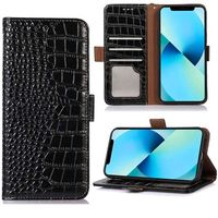 Crocodile Series Samsung Galaxy Xcover6 Pro Wallet Leren Hoesje met RFID - Zwart