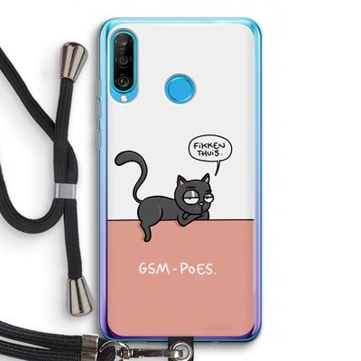 GSM poes: Huawei P30 Lite Transparant Hoesje met koord
