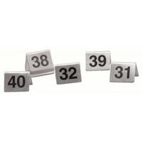 Bordje / tafelnummer set 31 tot 40 rvs