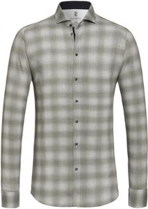 Desoto Heren Overhemd Lichgrijze Ruit Vervaagde Jersey Slim Fit