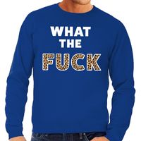 What the Fuck tijgerprint tekst sweater blauw - thumbnail