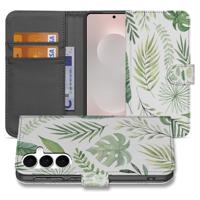 Samsung Galaxy S25 FE | Bookcase | Hoesje Leaves Lichtgroen Wit Met 3 Pasjes