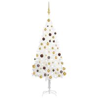 VidaXL Kunstkerstboom met verlichting en kerstballen 150 cm PVC wit