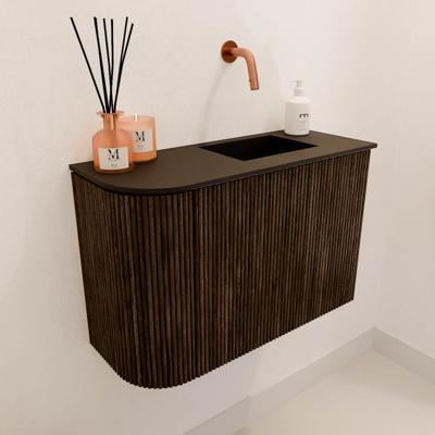 Toiletmeubel Mondiaz Joya | 61.6 cm | Meubelkleur Walnut | Faye wastafel Urban Rechts | Zonder kraangat(en) Toiletmeubel Mondiaz Joya | 61.6 cm | Meubelkleur Walnut | Faye wastafel Urban Rechts | Zonder kraangat(en)