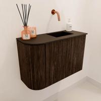 Toiletmeubel Mondiaz Joya | 61.6 cm | Meubelkleur Walnut | Faye wastafel Urban Rechts | Zonder kraangat(en) Toiletmeubel Mondiaz Joya | 61.6 cm | Meubelkleur Walnut | Faye wastafel Urban Rechts | Zonder kraangat(en)