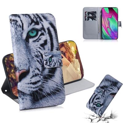 Tiger patroon gekleurde tekening horizontale Flip lederen case voor Galaxy A40 met houder & card slots & portemonnee