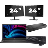 Dell Latitude 3520 - Intel Core i5-11e Generatie - 15 inch - 16GB RAM - 256GB SSD - Windows 11 Home + 2x 24 inch Monitor