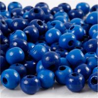 Creativ Company Houten kralen, d 8 mm, gatgrootte 2 mm, ca. 80 stuk, blauw, 15 gr/ 1 doos