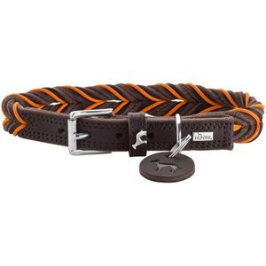 Hunter Solid Education Bruin, Oranje Leer M Hond Standaard halsband