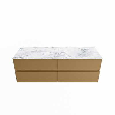 MONDIAZ VICA-DLUX 150cm badmeubel onderkast Oro 4 lades. Inbouw wastafel CLOUD rechts zonder kraangat, kleur Glace.