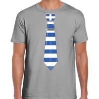 Verkleed T-shirt voor heren - stropdas Griekenland - grijs - supporter - themafeest