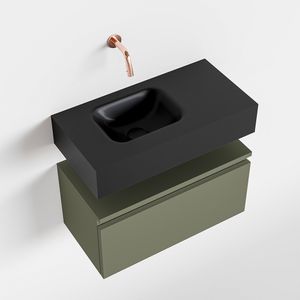 Toiletmeubel Mondiaz Andor | 60 cm | Meubelkleur Army | Lex vrijhangend wastafel Urban Links | Zonder kraangat