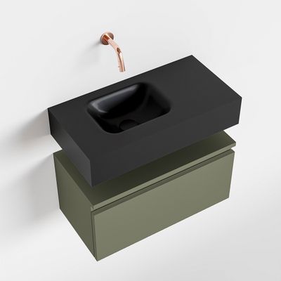 Toiletmeubel Mondiaz Andor | 60 cm | Meubelkleur Army | Lex vrijhangend wastafel Urban Links | Zonder kraangat