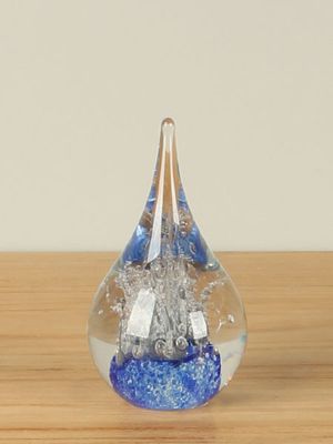 Glasobject Vulcano blauw, 13 cm