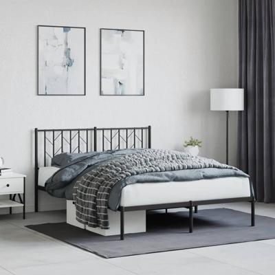 Bedframe met hoofdbord metaal zwart 140x200 cm