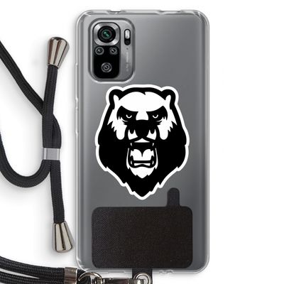 Angry Bear (white): Xiaomi Redmi Note 10S Transparant Hoesje met koord