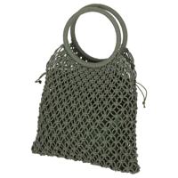 Sarlini handtas/boodschappentas Macramé - groen - polyester/katoen - retro dames tassen Sarlini handtas/boodschappentas Macramé - groen - polyester/katoen - retro dames tassen