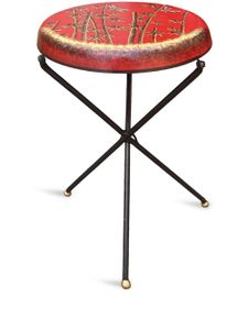 Les-Ottomans tabouret à imprimé bambou - Rouge