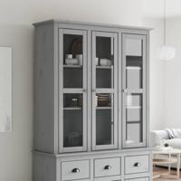 Kast met glazen deuren BODO massief grenenhout grijs