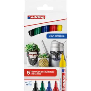 Edding 3000 permanente marker Kogelpunt Zwart, Blauw, Groen, Rood, Geel 5 stuk(s)