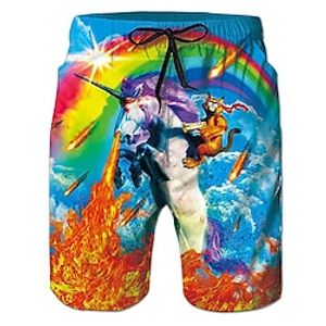 Voor heren Boardshorts Zwemshorts Lange zwembroeken Zomer korte broeken Strandshorts Trekkoord Elastische taille 3D-afdrukken Grafisch Tekenfilm Ademend Sneldrogend Korte Casual Dagelijks Feestdagen Lightinthebox