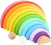 Houten bouwblokken regenboog XL