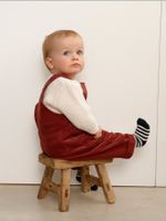 Velours tuinbroek baby jongen terracotta - thumbnail