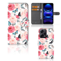 Xiaomi Poco X5 Pro | Note 12 Pro 5G Hoesje Butterfly Roses - thumbnail