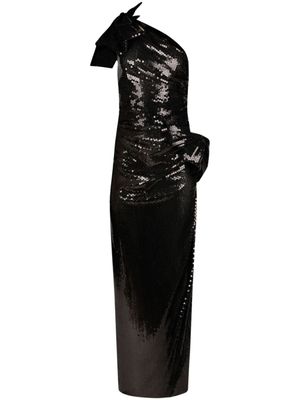 Nina Ricci robe ornée de sequins à une épaule - Noir