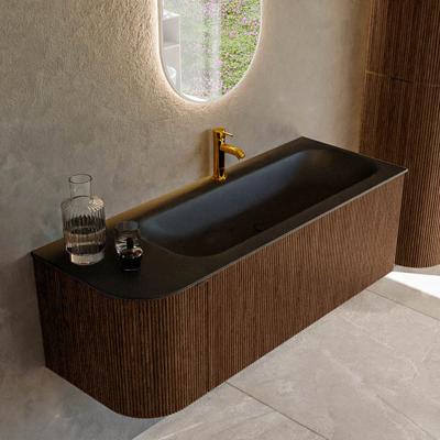 Badmeubel Mondiaz Kurve | 125 cm | Meubelkleur Walnut | Wastafelkleur Urban | Rechts spoelbak | 1 kraangat