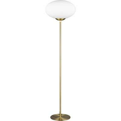 LED Vloerlamp - Trion Otmen - E27 Fitting - 1-lichts - Rond - Mat Messing - Metaal