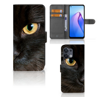 OPPO Reno8 Telefoonhoesje met Pasjes Zwarte Kat - thumbnail