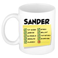 Naam mok Sander - wit - top gozer - keramiek - 300 ml - cadeau collega beker Naam mok Sander - wit - top gozer - keramiek - 300 ml - cadeau collega beker