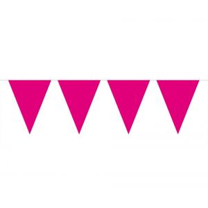 Party Vlaggenlijn puntvlaggetjes - kunststof - fuchsia - 10 meter - Slinger - versiering