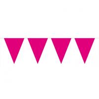 Party Vlaggenlijn puntvlaggetjes - kunststof - fuchsia - 10 meter - Slinger - versiering
