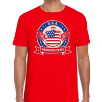 Rood USA drinking team t-shirt heren