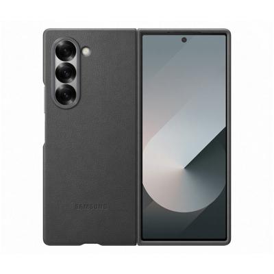 SamsungVegan Leather Case voor Fold 6 Telefoonhoesje Grijs