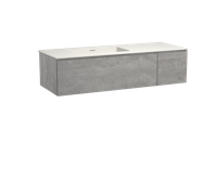 Storke Edge zwevend badmeubel 140 x 52 cm beton donkergrijs met Mata asymmetrisch linkse wastafel in mat witte solid surface - thumbnail