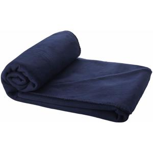 Fleece deken of plaid - bank/bed - donkerblauw - 150 x 120 cm - reisdeken met tasje