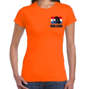 Oranje shirt met brullende leeuw embleem op borst heren - Holland supporter shirt EK/ WK