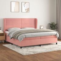 Boxspring met matras fluweel roze 200x200 cm