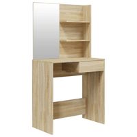 The Living Store Kaptafel Sonoma Eiken - Bewerkt Hout - 74.5 x 40 x 141 cm - Make-up Spiegel - thumbnail