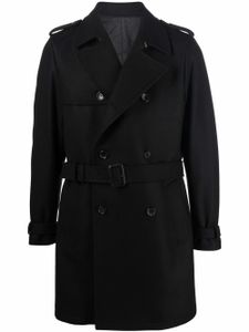 Reveres 1949 manteau croisé en laine vierge à taille ceinturée - Noir