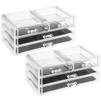 2x Stuks sieraden/make-up organizer 4 lades rechthoek 24 x 11 cm van kunststof