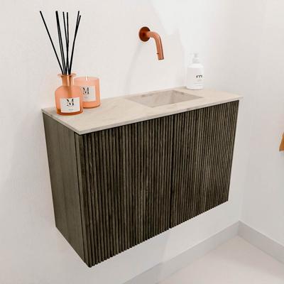 Toiletmeubel Mondiaz Joya Dlux | 60 cm | Meubelkleur Shadow | Faye wastafel Frappe Wasbak Rechts | Zonder kraangat(en)