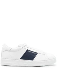 Emporio Armani baskets en cuir à logo imprimé - Blanc