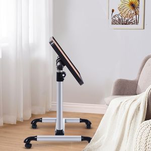 Laptoptafel Mobiele Bureau Hoek & Hoogte Verstelbare Zijtafel met Afsluitbare Wielen Werkstation Notitieboek Tafel