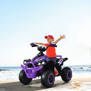 Elektrische Quad voor Kinderen 12 V met Muziek Claxon en LED-Koplamp Kinderquad 2,2-4,3 km/u voor Peuters Vanaf 3 Jaar (Paars)