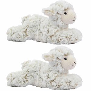 Set van 2x stuks pluche schapen/lammetjes knuffel liggend 22 cm