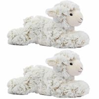 Set van 2x stuks pluche schapen/lammetjes knuffel liggend 22 cm - thumbnail